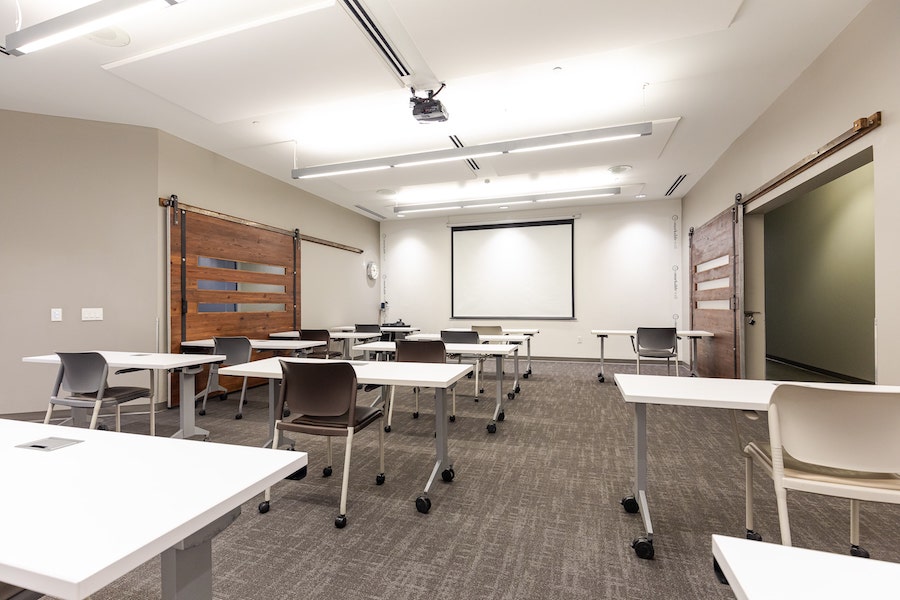 Socially distanced meeting room in Atlanta, Georgia