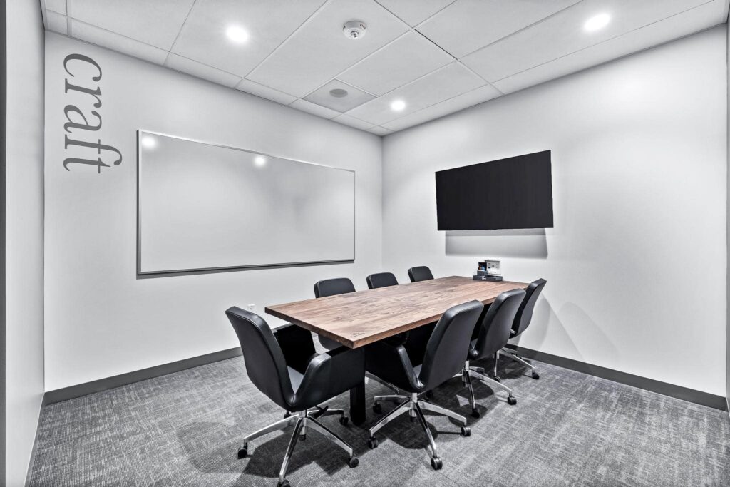 Meeting room for 7 people at Roam Grandscape in North Dallas, Texas
