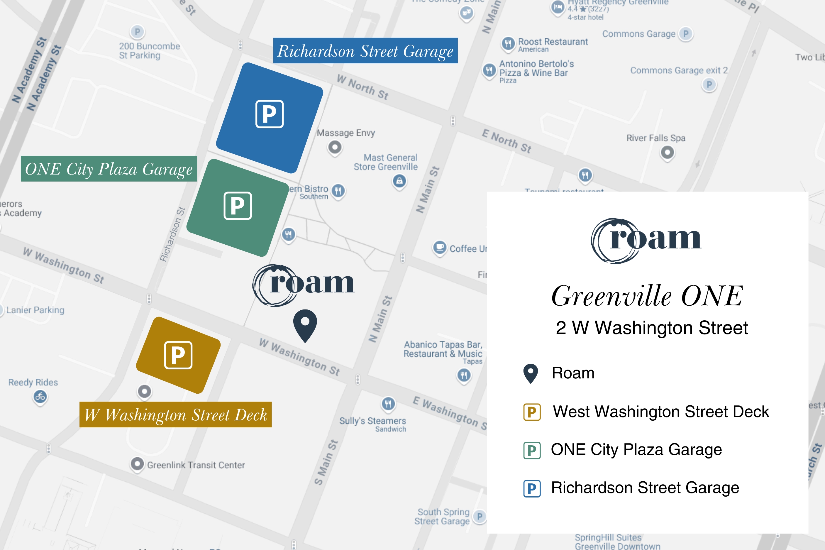 Roam - Greenville ONE - Parking Map