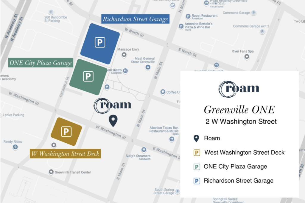 greenville sc parking happy hour roam