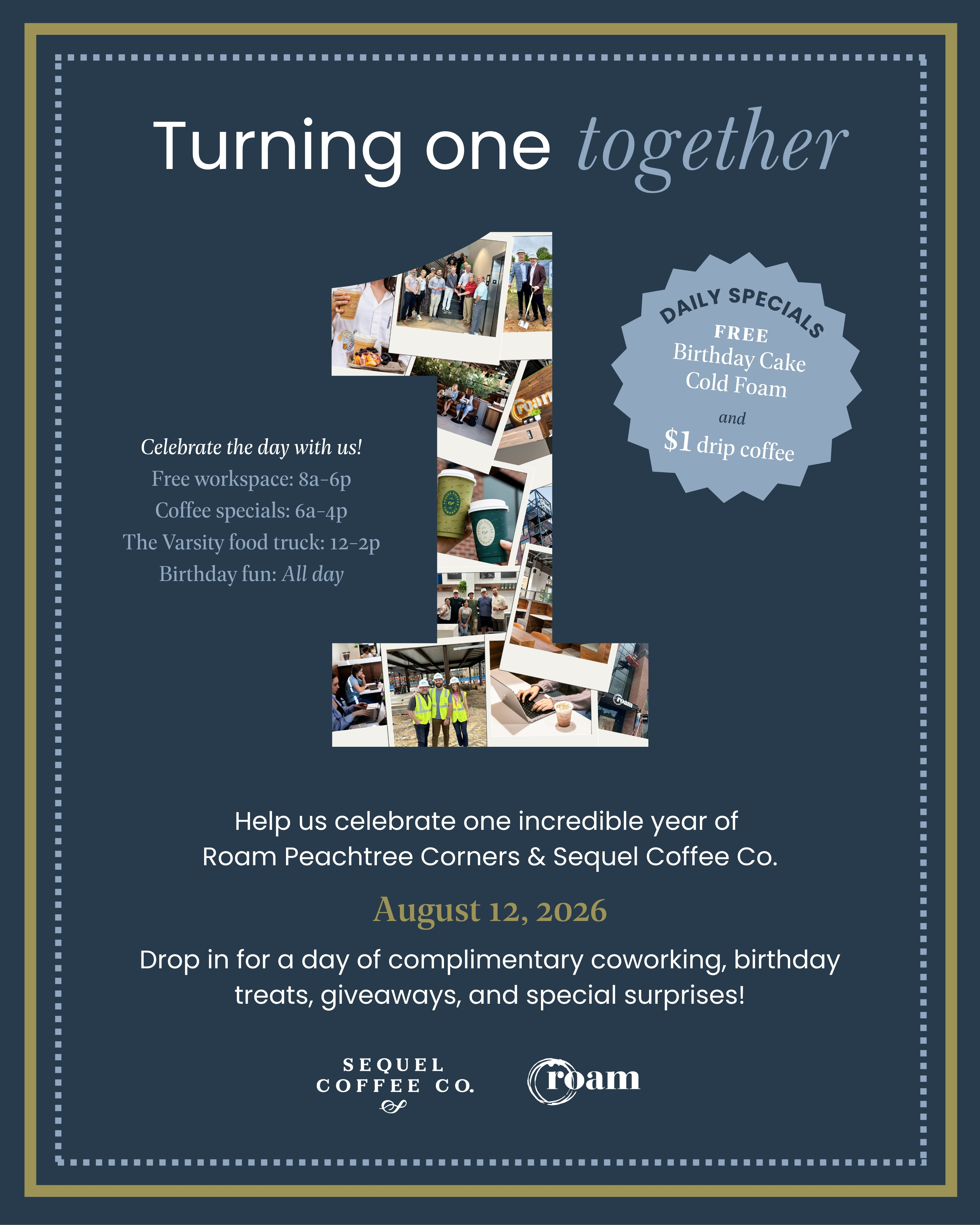 Sequel + Roam PTC - 1 year bday invite
