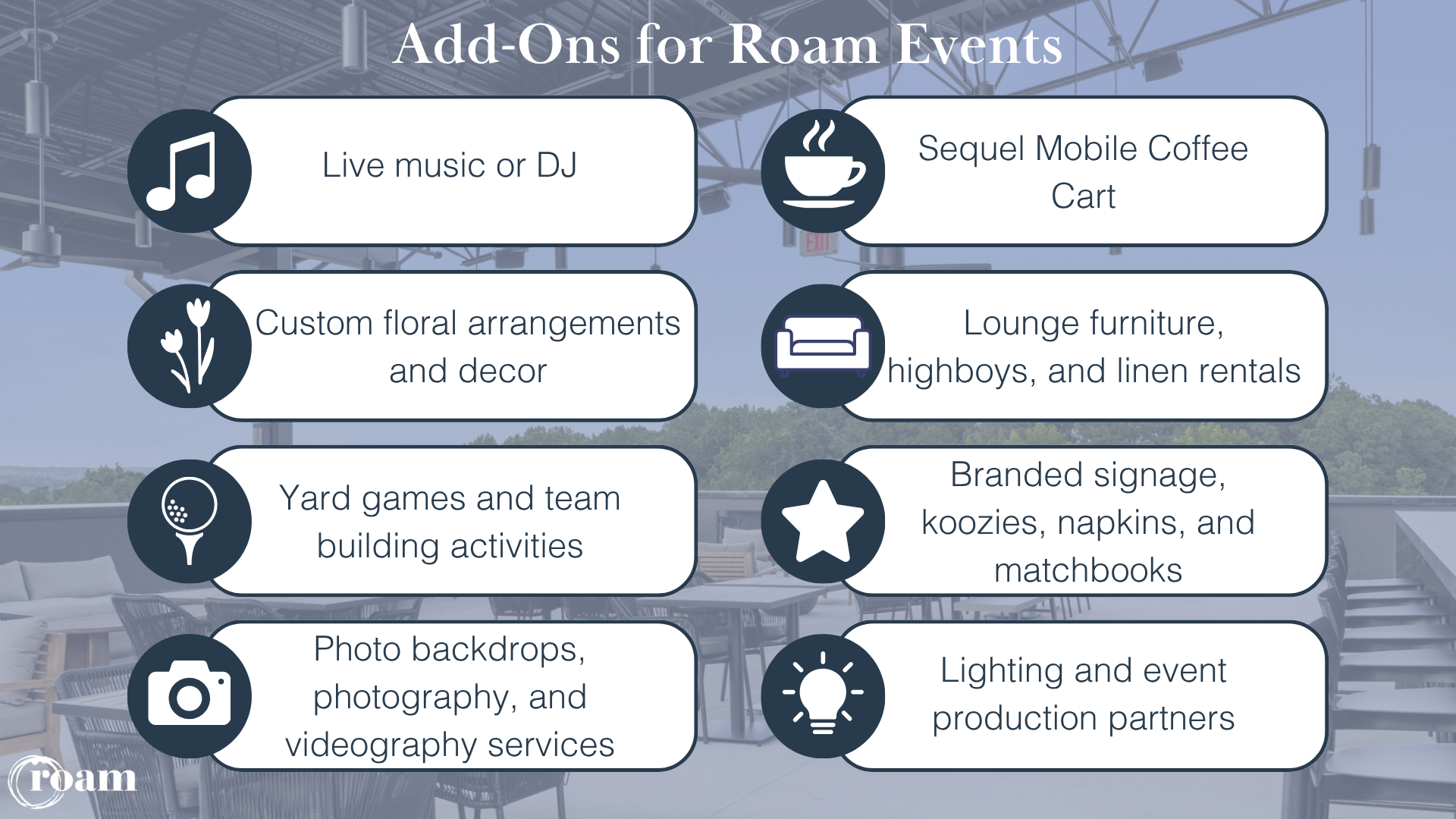 Add-ons for Roam rooftop events